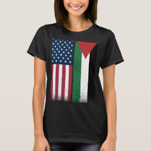 Palestine Palestinian American Flags Proud USA T-Shirt