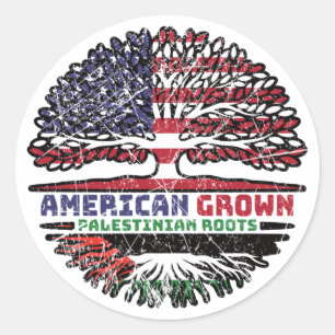 Palestine Palestinian American USA Tree Roots Flag Classic Round Sticker