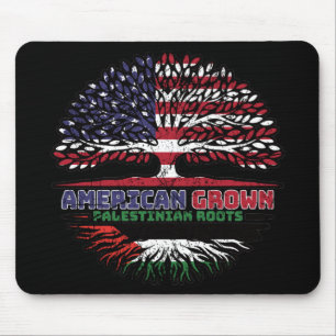 Palestine Palestinian American USA Tree Roots Flag Mouse Mat