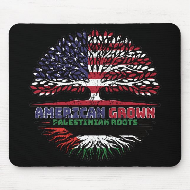 Palestine Palestinian American USA Tree Roots Flag Mouse Mat (Front)