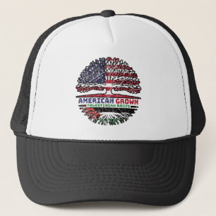 Palestine Palestinian American USA Tree Roots Flag Trucker Hat