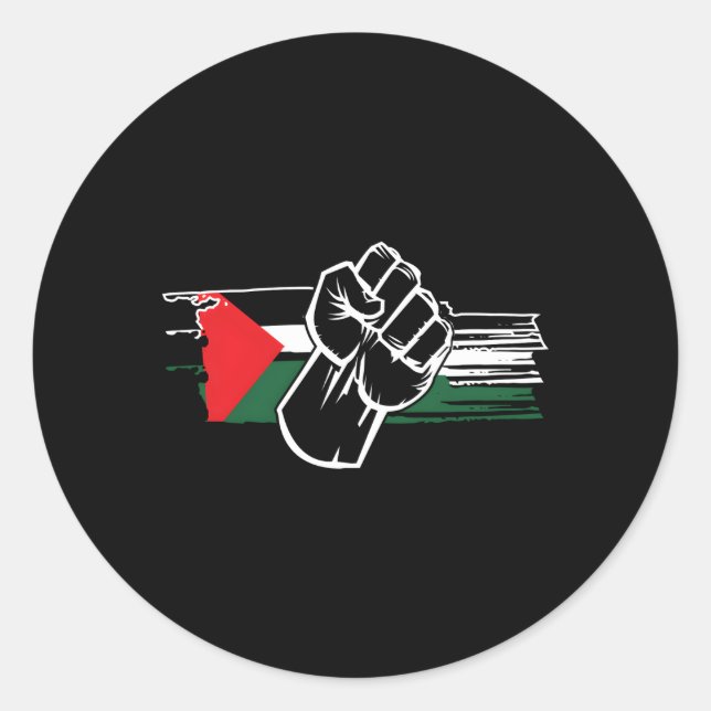 Palestine Palestinian Fist Proud Palestine Flag Classic Round Sticker (Front)