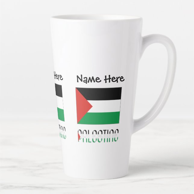 Palestine Palestinian Flag Black Personalisation  Latte Mug (Right)