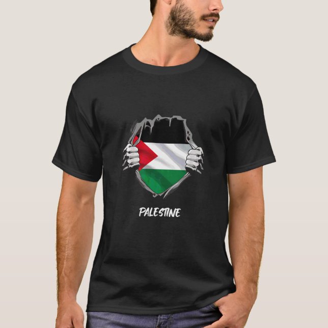 Palestine Palestinian Flag Chest Palestine T-Shirt (Front)