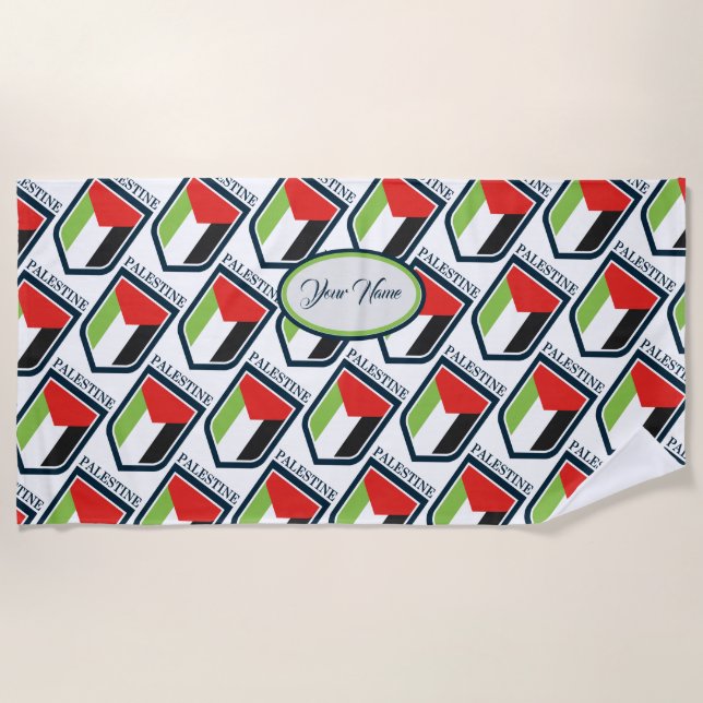Palestine & Palestinian flag Customised  Beach Towel (Front)