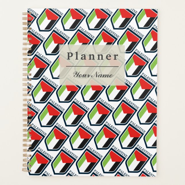 Palestine & Palestinian flag Customised name Planner (Front)