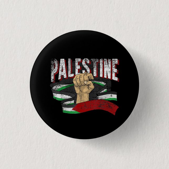 Palestine Palestinian Flag Fist Gaza 3 Cm Round Badge (Front)