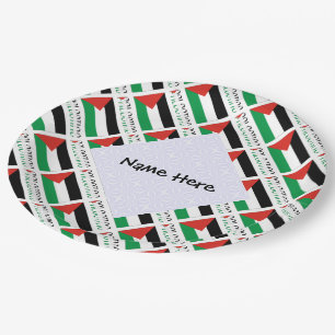 Palestine Palestinian Flag Tiled Black Personal Paper Plate