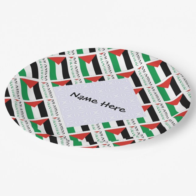 Palestine Palestinian Flag Tiled Black Personal Paper Plate (Angled)