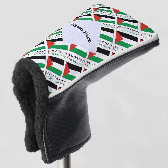 Palestine Palestinian Flag Tiled Black Personalise Golf Head Cover (3/4 Front)