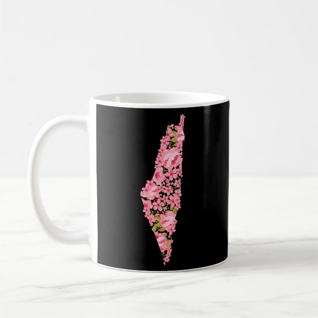 Palestine Palestinian Flowered Map Coffee Mug (Left)