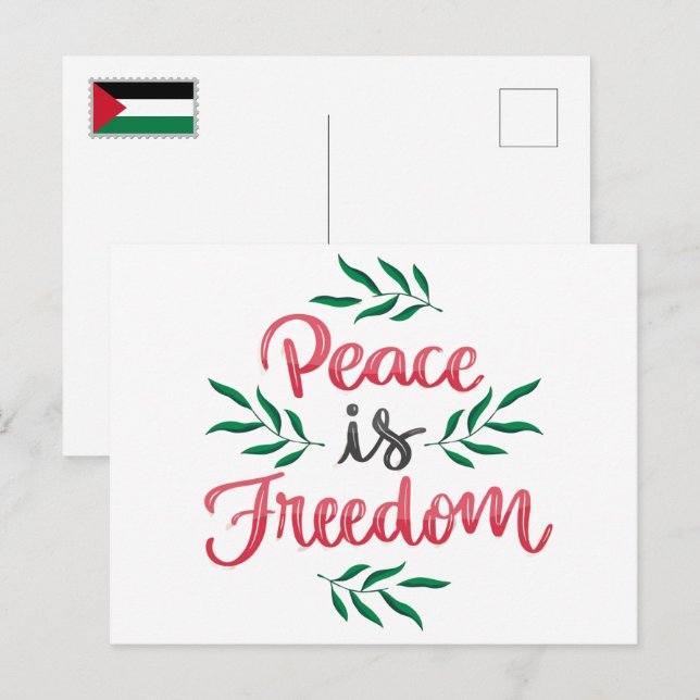 Palestine PEACE IS FREEDOM Holiday Postcard (Front/Back)