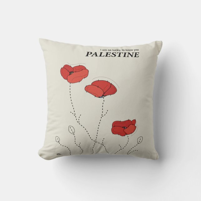 Palestine poppies modern minimalistic design cushion (Front)