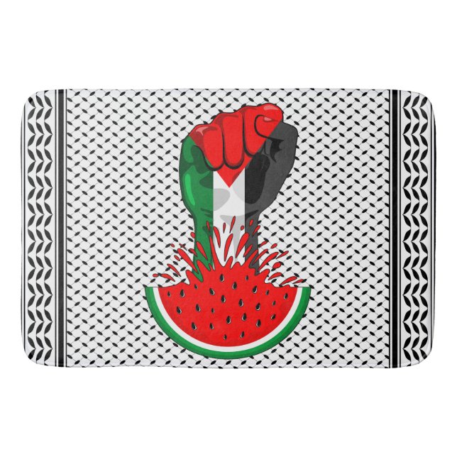 Palestine resistance fist on Watermelon Bath Mat (Front)