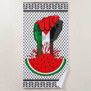Palestine resistance fist on Watermelon Beach Towel