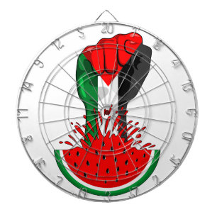 Palestine resistance fist on Watermelon Dartboard