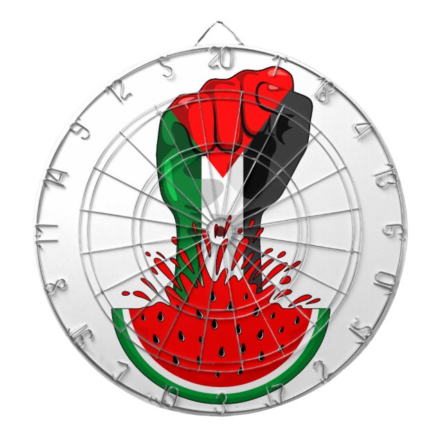 Palestine resistance fist on Watermelon Dartboard (Front)