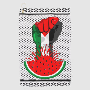 Palestine resistance fist on Watermelon Golf Towel