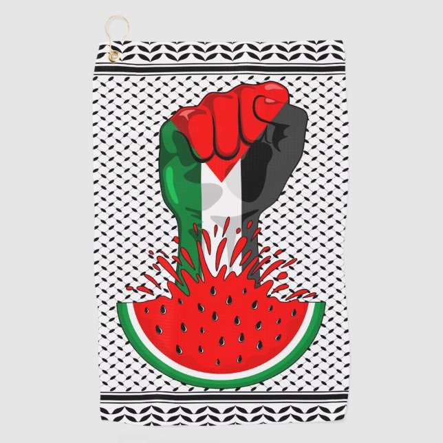 Palestine resistance fist on Watermelon Golf Towel (Front)