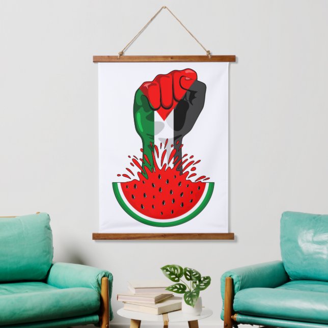 Palestine resistance fist on Watermelon Hanging Tapestry (Living Room)