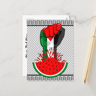 Palestine resistance fist on Watermelon Holiday Postcard