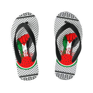 Palestine resistance fist on Watermelon Kid's Flip Flops