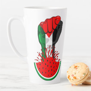 Palestine resistance fist on Watermelon Latte Mug