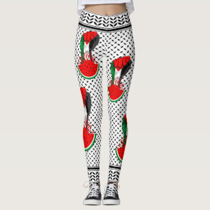 Palestine resistance fist on Watermelon Leggings