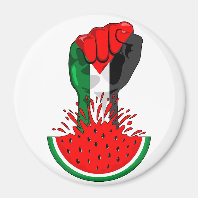 Palestine resistance fist on Watermelon Magnet (Front)