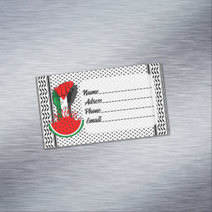 Palestine resistance fist on Watermelon Magnetic Business Card