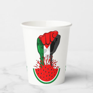 Palestine resistance fist on Watermelon Paper Cups