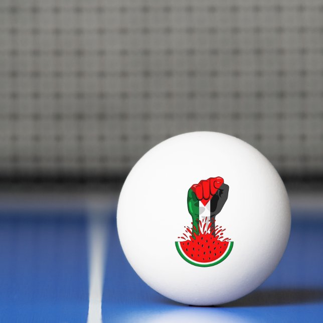Palestine resistance fist on Watermelon Ping Pong Ball (Net)