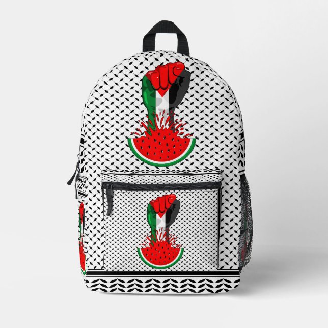 Palestine resistance fist on Watermelon Printed Backpack (Front)