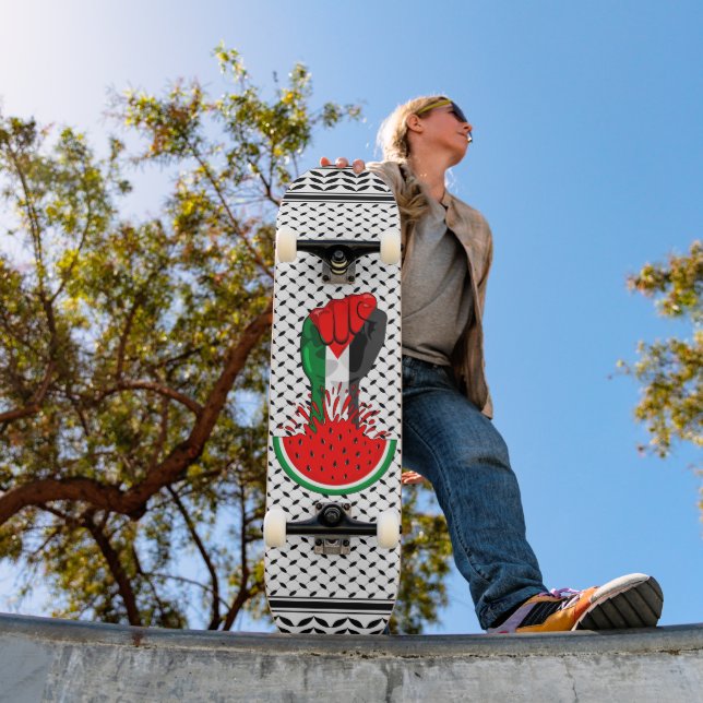 Palestine resistance fist on Watermelon Skateboard (Outdoor 1)