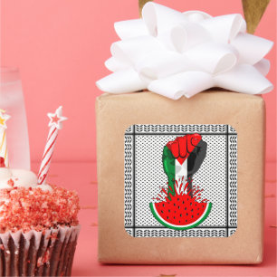 Palestine resistance fist on Watermelon Square Sticker