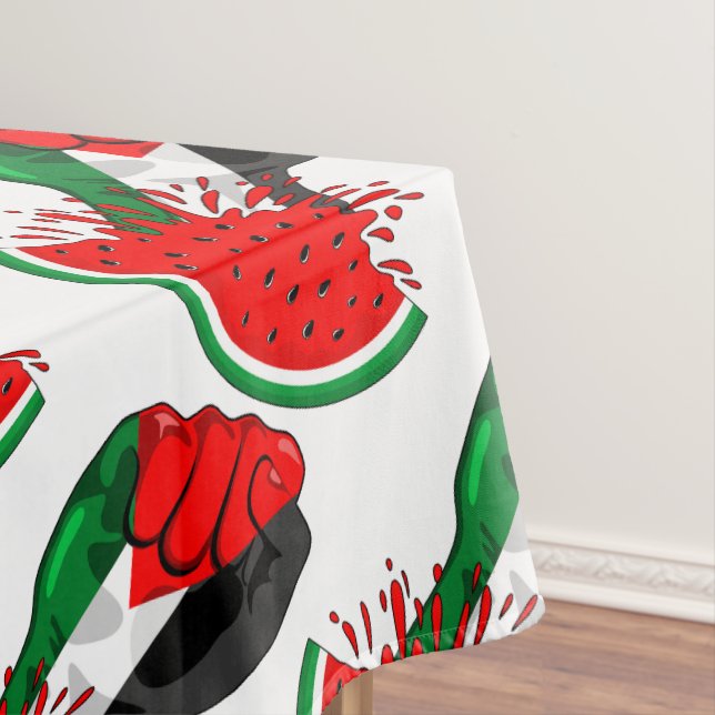 Palestine resistance fist on Watermelon Tablecloth (In Situ)