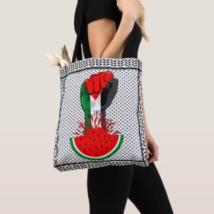 Palestine resistance fist on Watermelon Tote Bag