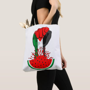 Palestine resistance fist on Watermelon Tote Bag