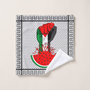 Palestine resistance fist on Watermelon Wash Cloth