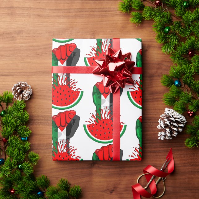 Palestine resistance fist on Watermelon Wrapping Paper (Holiday Gift)