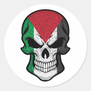 Palestine Smiling Skull Flag Classic Round Sticker