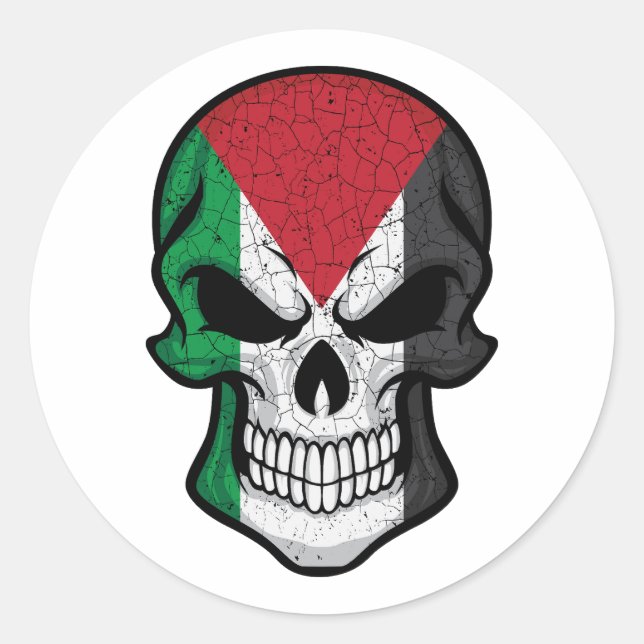 Palestine Smiling Skull Flag Classic Round Sticker (Front)
