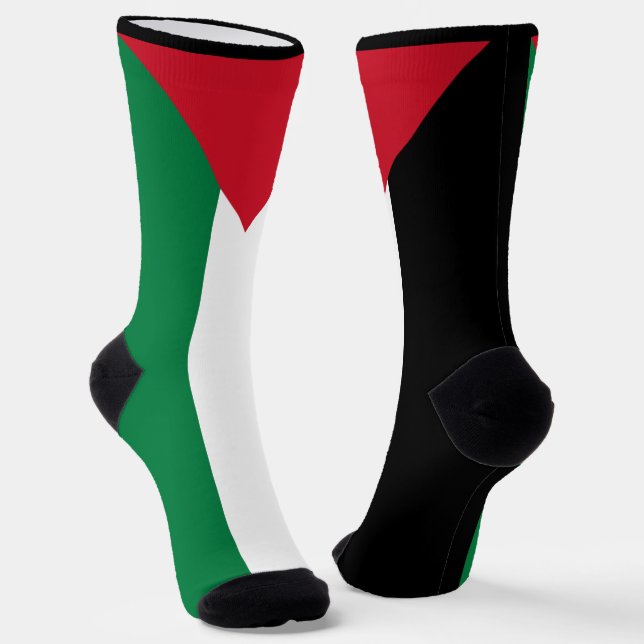 Palestine Solidarity Red Black White Green Gift Socks (Angled)