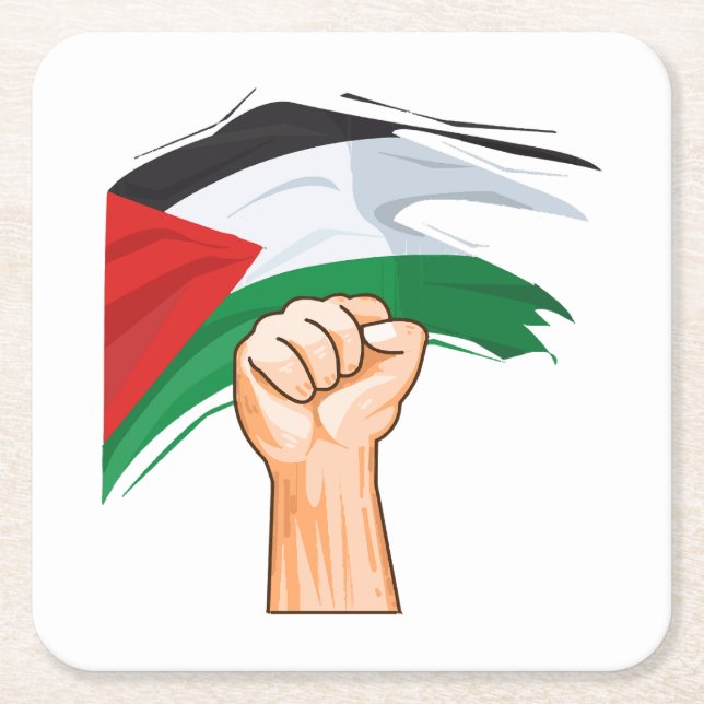 Palestine Square Paper Coaster (Front)