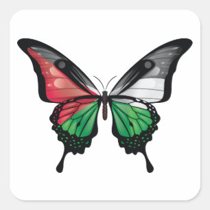 Palestine Swallowtail Butterfly Flag Square Sticker
