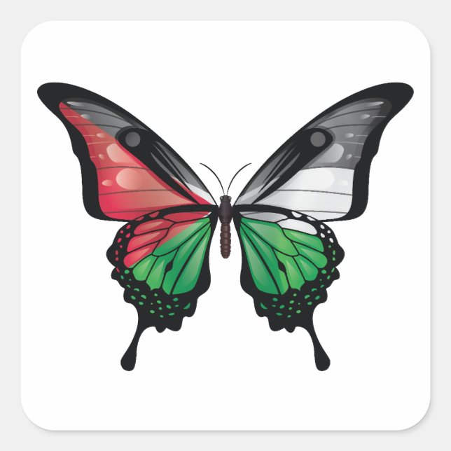 Palestine Swallowtail Butterfly Flag Square Sticker (Front)