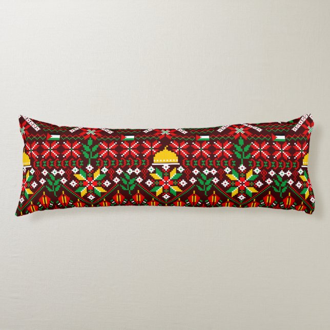 Palestine Tatreez Traditional Embrodery Body Cushion (Front)