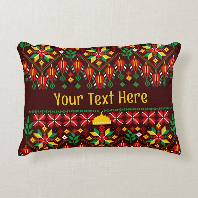 Palestine Tatreez Traditional Embrodery Decorative Cushion (Front)