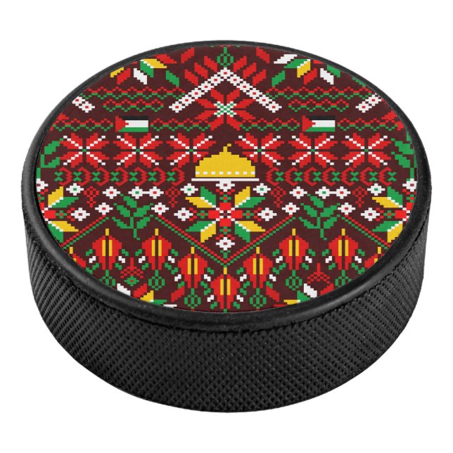 Palestine Tatreez Traditional Embrodery Hockey Puck (3/4)