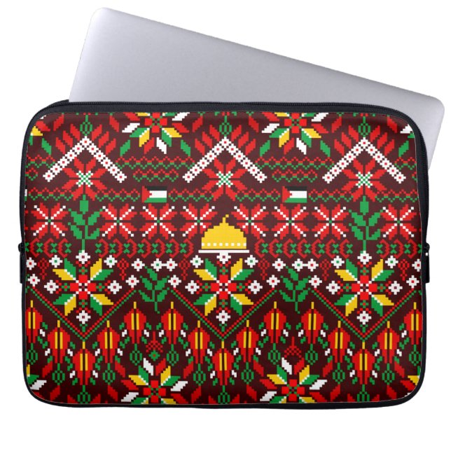 Palestine Tatreez Traditional Embrodery Laptop Sleeve (Front)